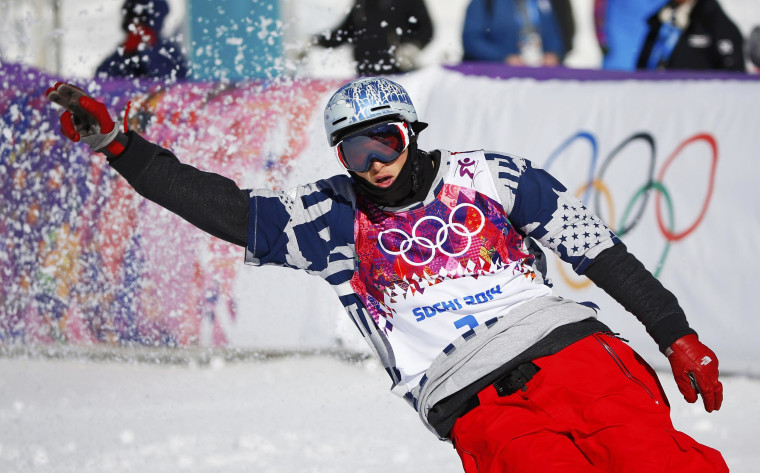 Image: Nicholas Goepper of U.S. reacts during men's freestyle skiing slopestyle qualification round at 2014 Sochi Winter Olympic Games in Rosa Khutor