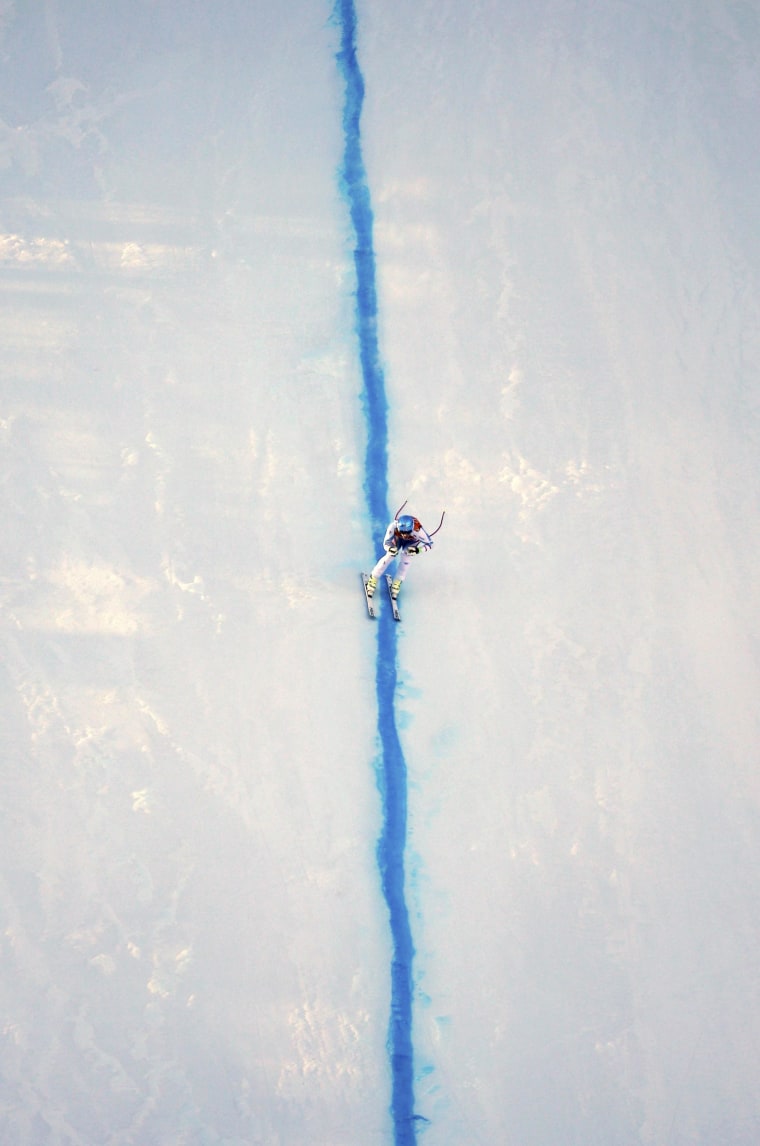 Image: Austria's Mayer skis during the downhill run of the men's alpine skiing super combined training session at the 2014 Sochi Winter Olympics