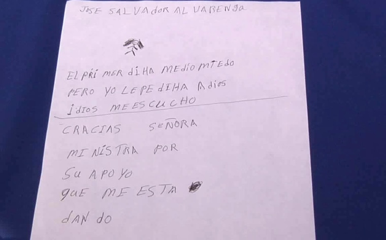Image: Alvarenga’s handwritten note