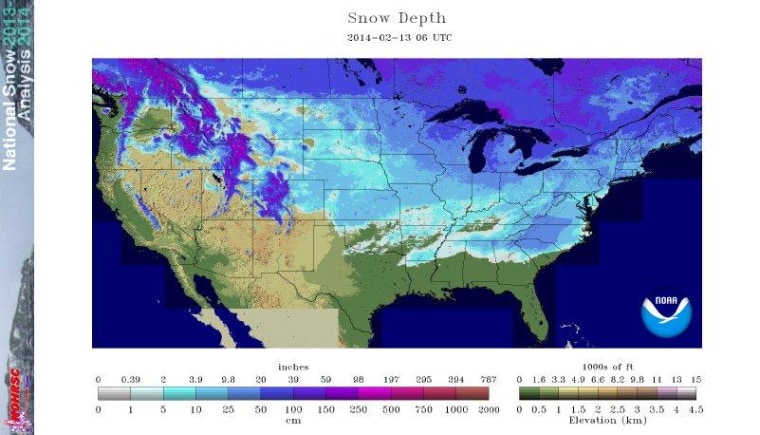 Image: National Weather Service map of snow depth