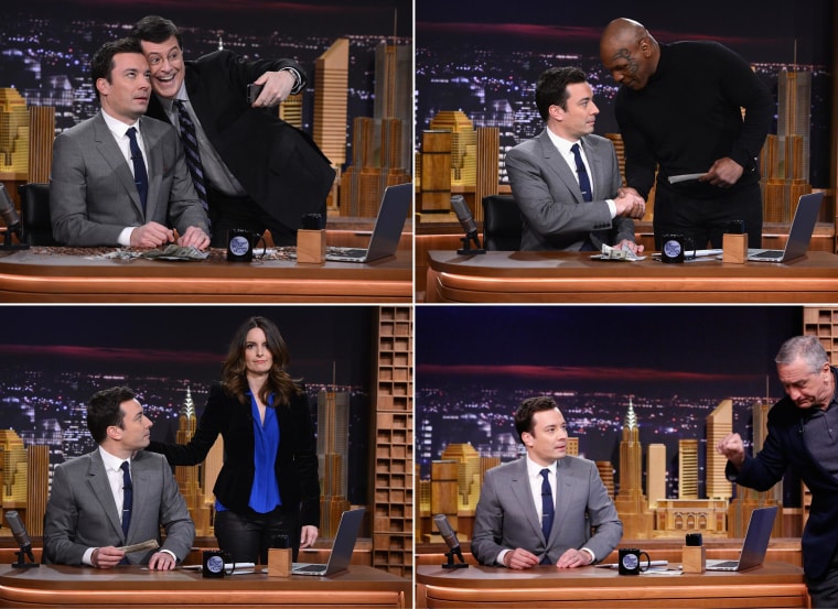 Image: Stephen Colbert, Mike Tyson, Robert De Niro and Tina Fey were among the guests on "The Tonight Show Starring Jimmy Fallon"
