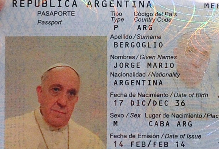 Image: The new passport of Jorge Mario Bergoglio, Pope Francis
