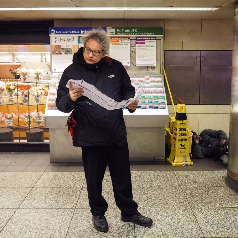 Image: A traveler in Penn Station