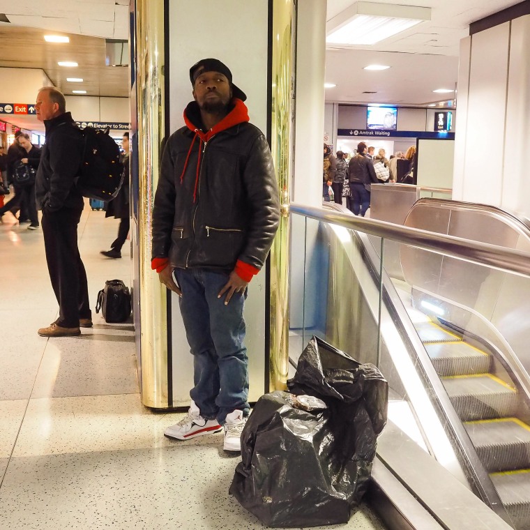 Image: Homeless take shelter in Penn Station, New York