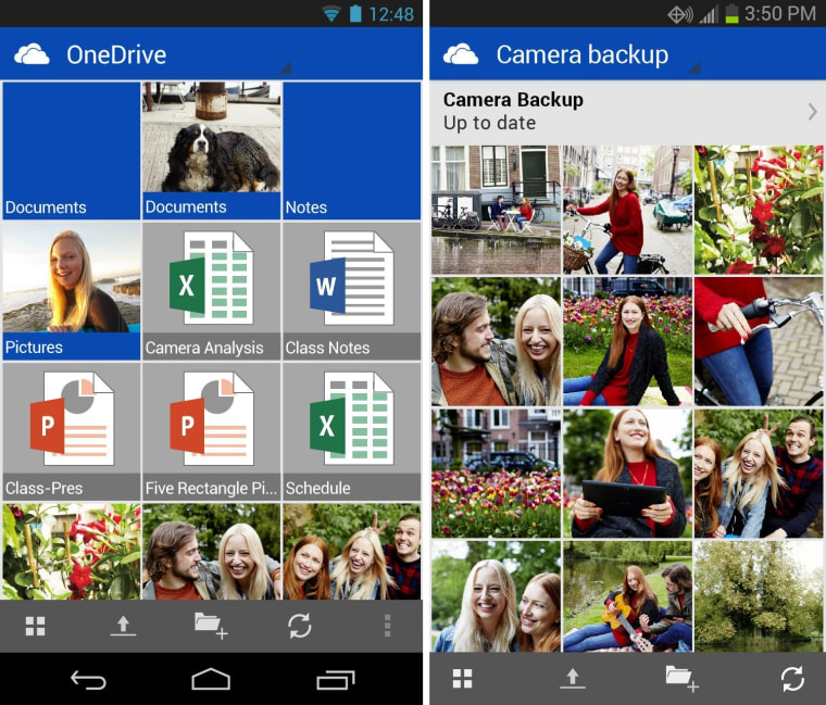 OneDrive and its camera backup feature on Android.