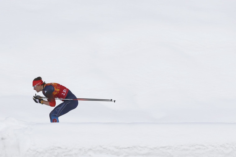 Image: Russia's Vylegzhanin skis during men's cross-country team sprint classic final at 2014 Sochi Olympic Games