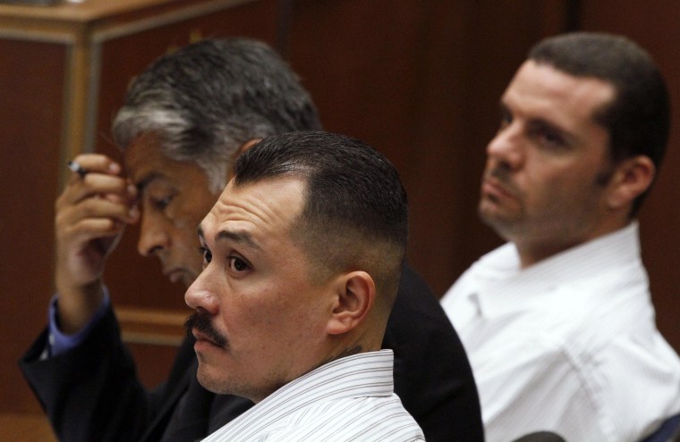 Defendants in the Bryan Stow beating case sit in court during preliminary hearing in Los Angeles