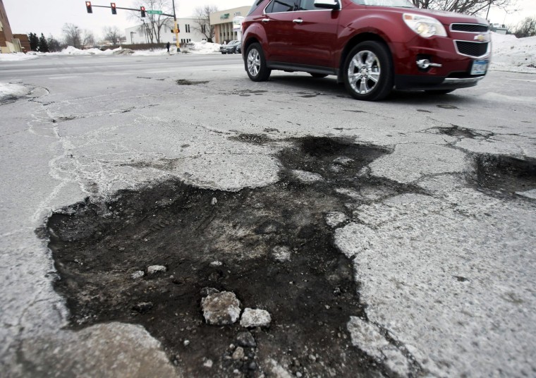 The harsh winter is taking a toll on roads across the country, turning them into moonscapes of gaping potholes.