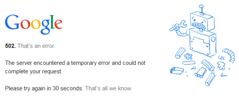 Image: A Google error page