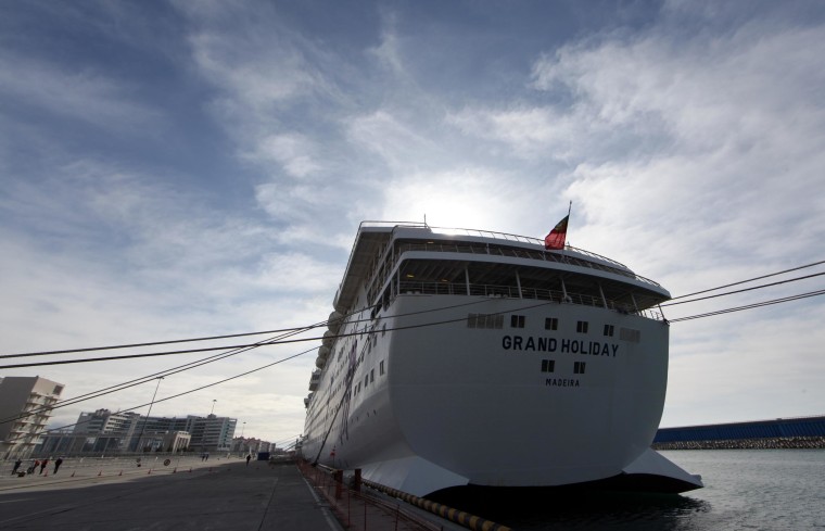 The Grand Holiday is one of three enormous cruise ships playing host to Olympic fans in Sochi. Together the three vessels can hold about 5,000 people.