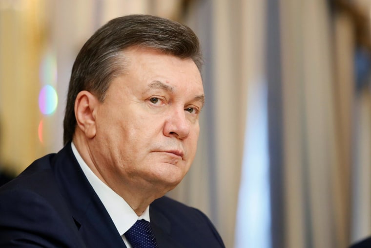 Image: Ukrainian President Viktor Yanukovych before the signing of the Agreement in the Presidential Palace on February 21, 2014 in Kiev,