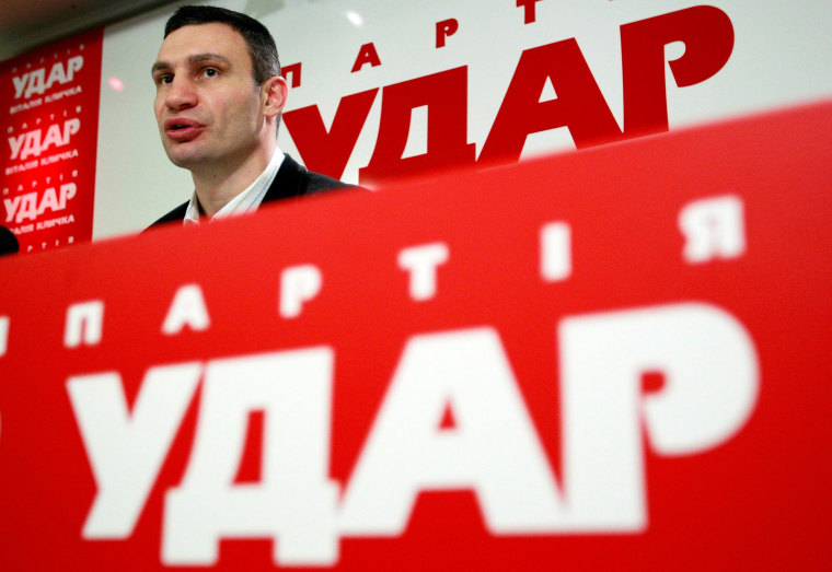 Image: Ukrainian opposition leader and head of the UDAR party Klitschko speaks during a news conference in Kiev