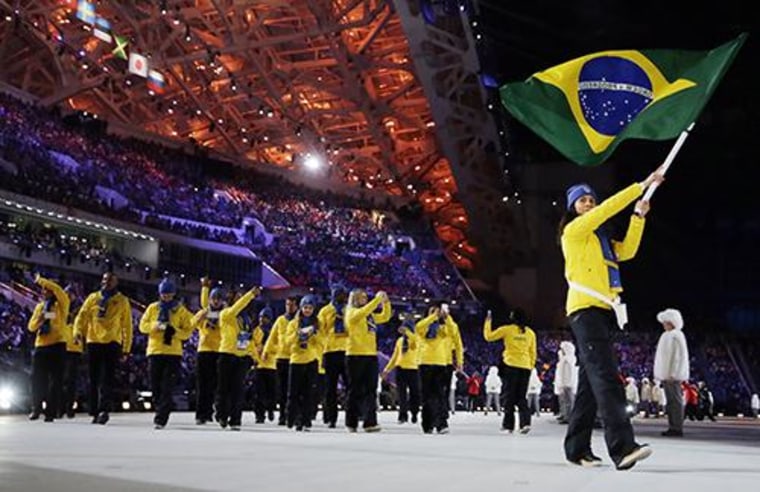 Image: Brazil arrives during the opening ceremony of the 2014 Winter Olympics