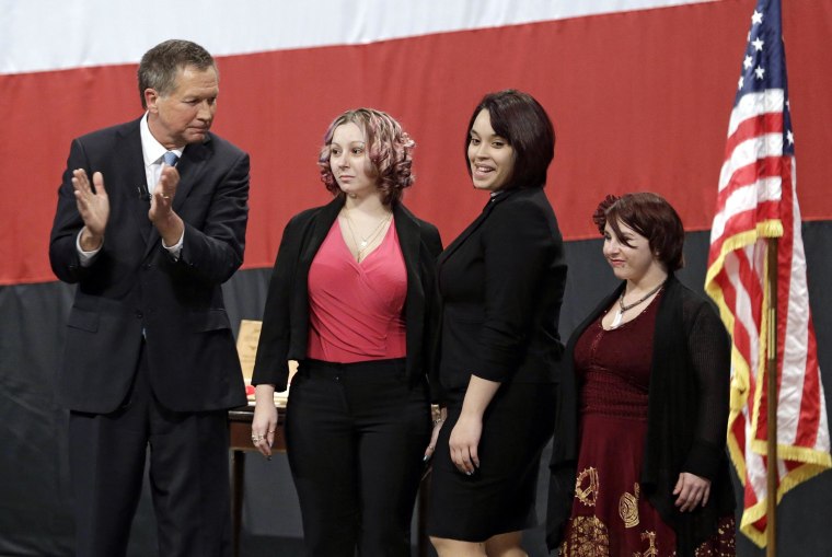 Image: John Kasich, Michelle Knight, Gina DeJesus and Amanda Berry