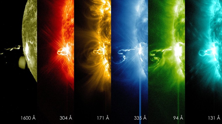 Image: First moments of a Solar flare in different wavelengths of light