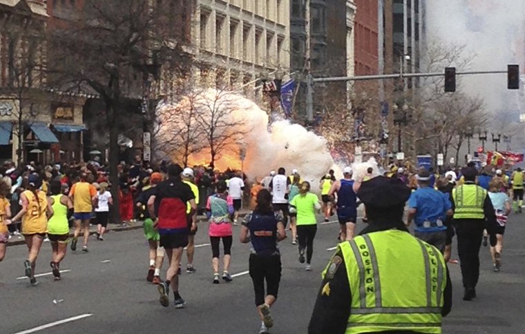 Image: Blast near the finish line of the Boston Marathon