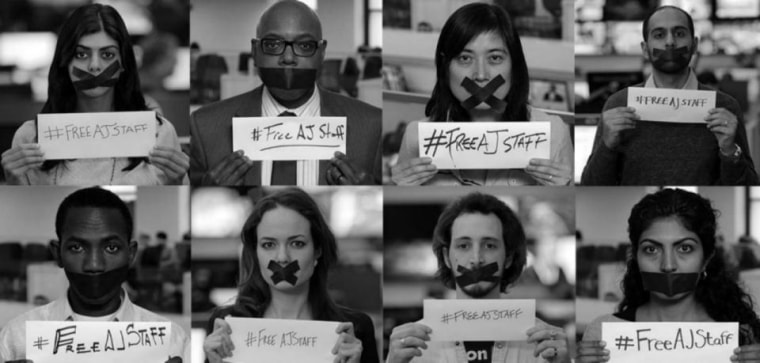 Al Jazeera is calling for a Global Day of Action with a focus on social media Thursday to demand the release of four journalists locked up in Egypt's prisons. 