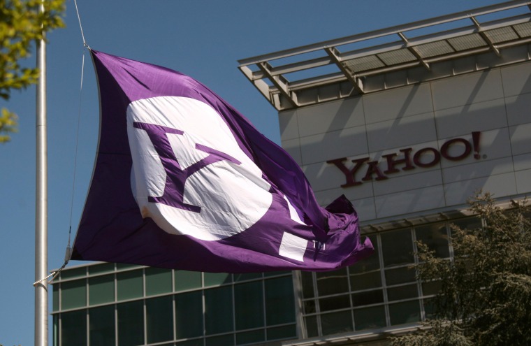 The Yahoo logo is shown at the company's headquarters in Sunnyvale, Calif. in this file photo taken April 16, 2013. Britain's spy agency GCHQ intercepted millions of people's webcam chats and stored still images of them, including sexually explicit ones, the Guardian newspaper reported on Thursday. 