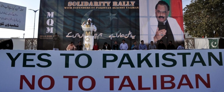Image: Anti-Taliban protest in Karachi, Pakistan, on Feb. 23