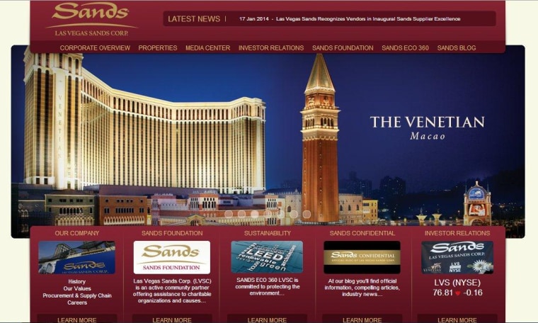 Image: Sands website hacked