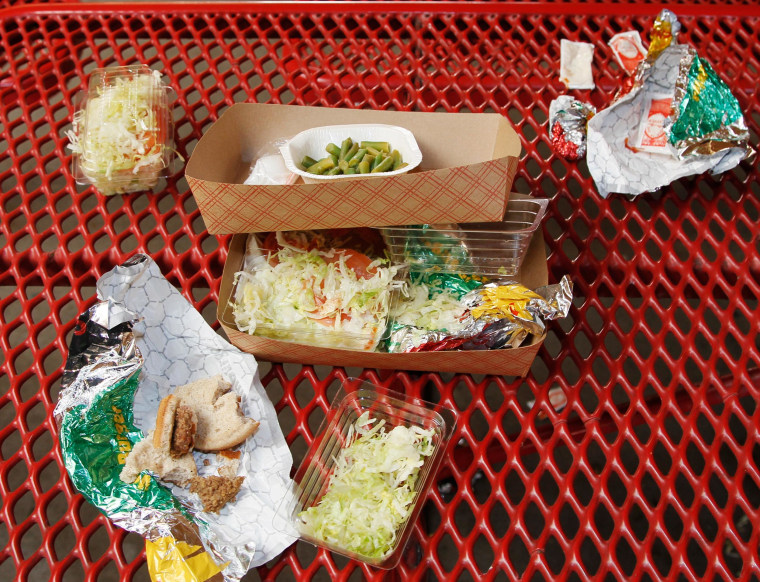 Image: Vegetables on school cafeteria trays