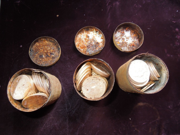 Image: Cans filled with 19th Century gold cions