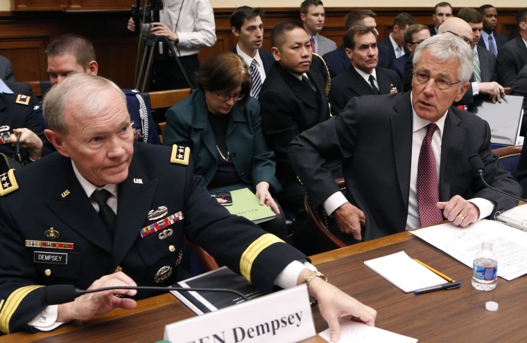 Image: Chairman of the Joint Chiefs of Staff Gen. Martin Dempsey and Secretary of Defense Chuck Hagel 