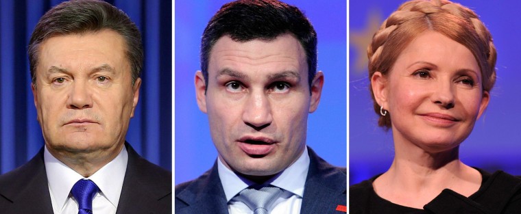 Image: Viktor Yanukovych, Vitali Klitschko and Yulia Tymoshenko.
