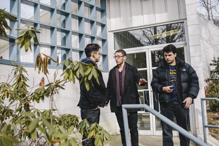 Image: Max Novick helps his actors, Lucca Deoliveria (left) and Zack Zaromatidis (right) find their voices while shooting a scene in his upcoming film