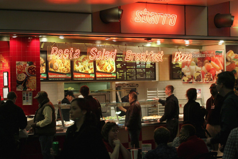 Customers order lunch at a Sbarro restaurant on April 4, 2011 in Chicago, Illinois.