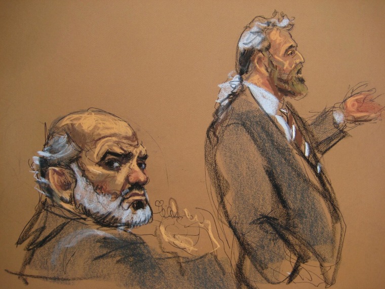 Image: Abu Ghaith, a son-in-law of Osama bin Laden, sits during his trial as defense attorney Cohen gives opening arguments in Manhattan Federal Court in New York.