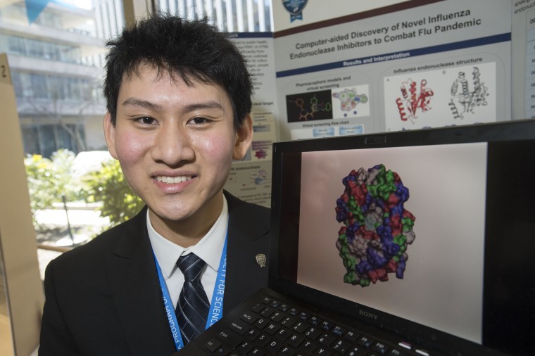 Eric Chen, 17, won first prize at the Intel Science Talent Search for his project investigating potential new flu drugs.