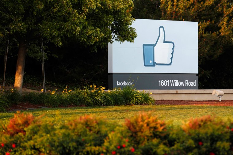 Image: The entrance sign at Facebook's headquarters in Menlo Park, Calif.