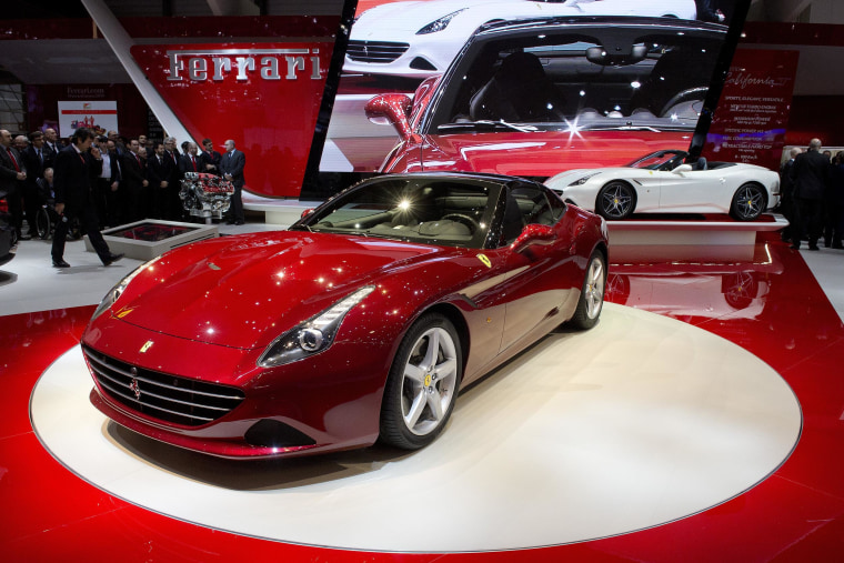 The new Ferrari California T on display at the Geneva International Motor Show in Switzerland.