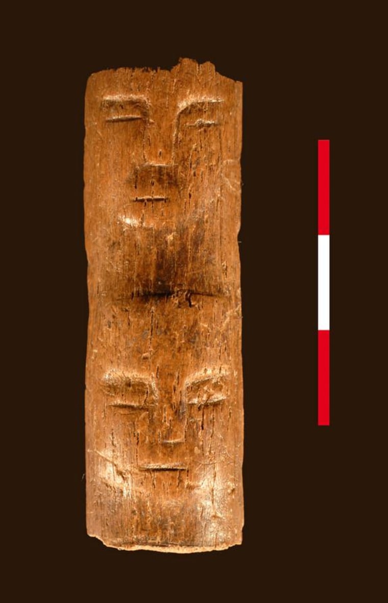 A 9,000-year-old wand with a face carved into it was discovered in Syria.