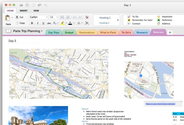 OneNote on OS X.