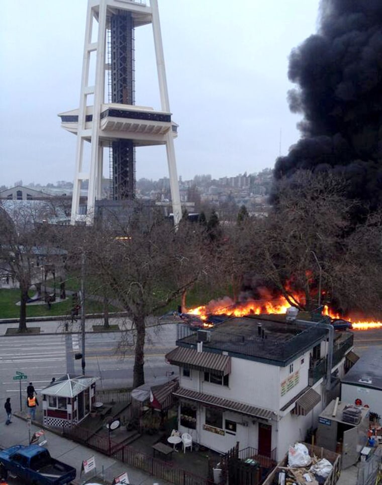 Image:  helicopter that crashed in downtown Seattle