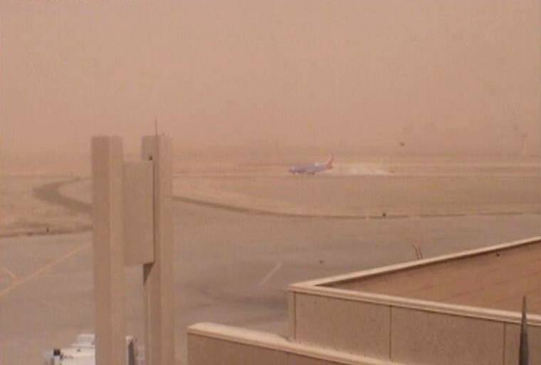 Dust storm at the airport in Lubbock, West Texas, on Tuesday.