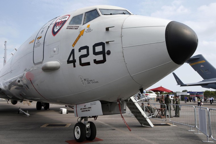 Image: A U.S. Navy Boeing Poseidon P8 sits on display at the Singapore Airshow