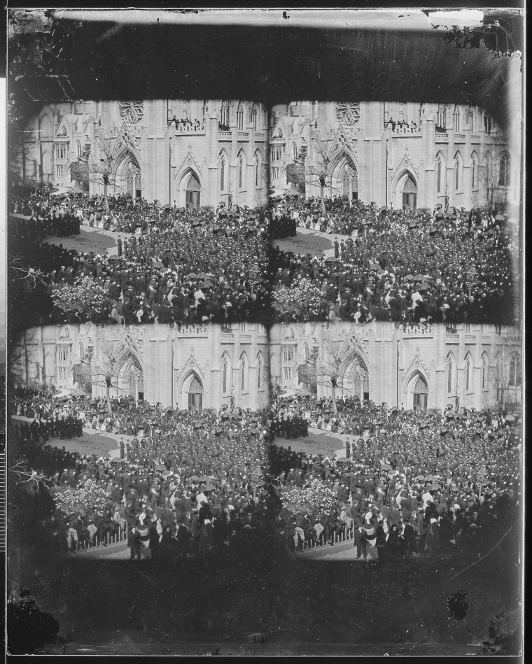 Image: A Maryland man claims this photo from the National Archives may be of Lincoln's funeral procession in 1865 in New York City.