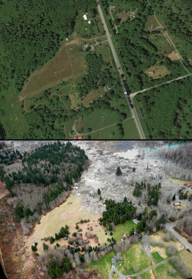 Before and After: mudslide devastated the Washington community