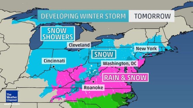 IMAGE: Map of projected weather conditions Tuesday