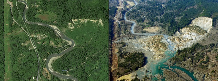 Before and After: Mudslide in Oso, Washington