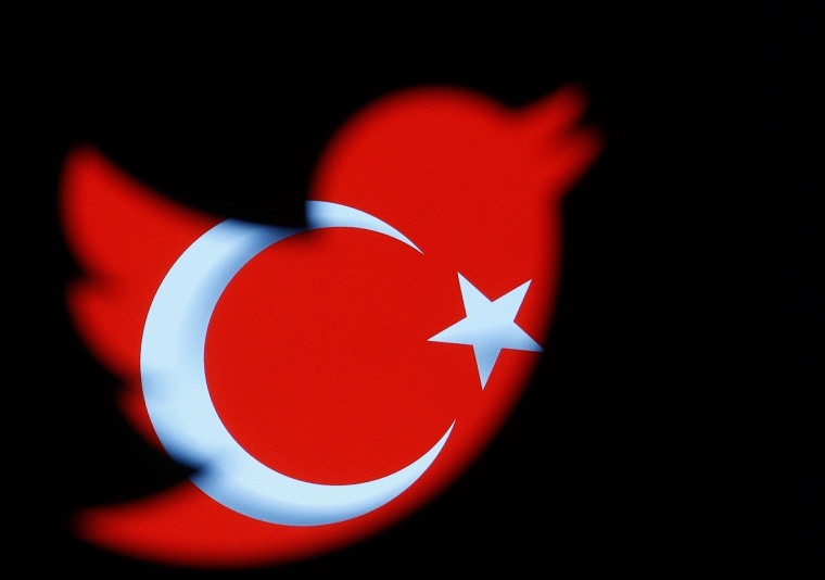 Image: A Turkish national flag is seen through a Twitter logo in a photo illustration
