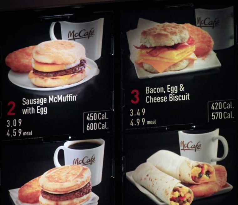 McDonald's breakfast menu