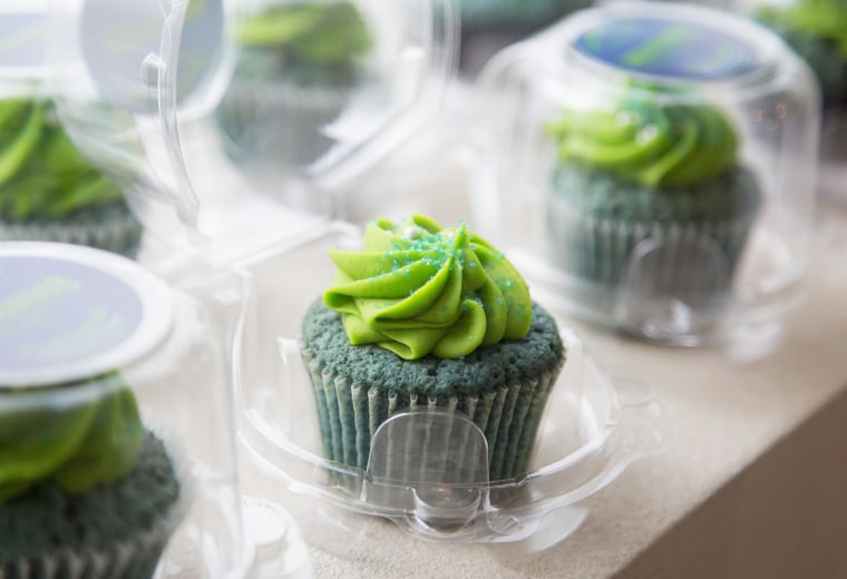 Image: Seattle Seahawks-themed marijuana cupcakes are displayed at the Queen Anne Cannabis Club in Seattle