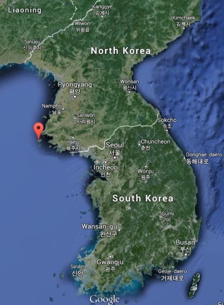 A map showing the island of Baengnyeong, South Korea, where a drone thought to be from the North was found Monday.