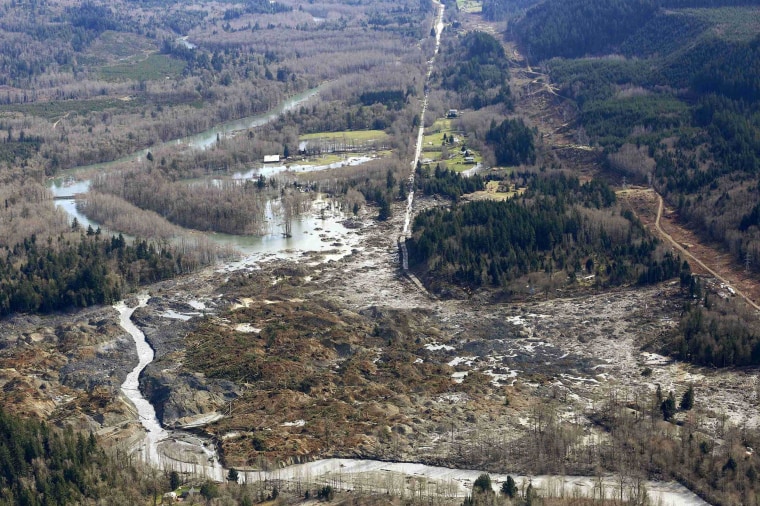Image: Highway 530 disappears into a massive mudslide that destroyed Oso, Washington
