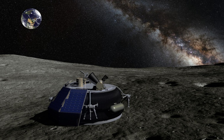 Artist's rendition of America's first private lunar microlander and commercial robot, developed by Moon Express.