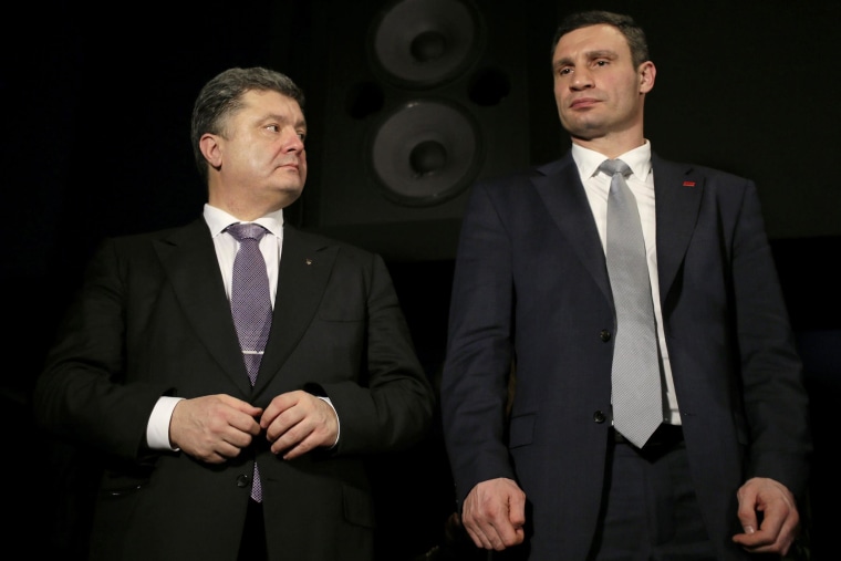 Image: Petro Poroshenko, left, and Vitali Klitschko